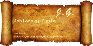 Jablonsky Gyula névjegykártya